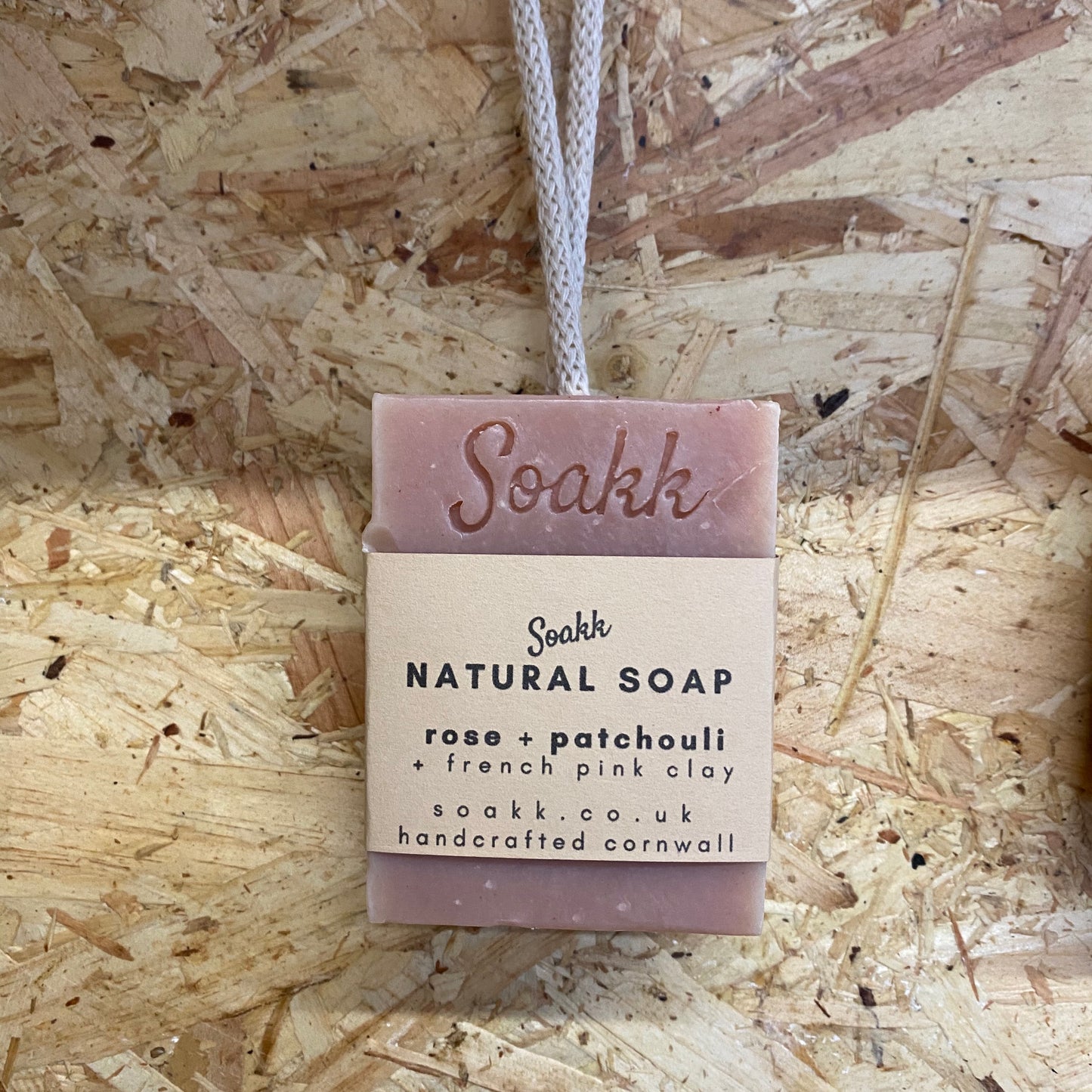 Rose + Patchouli + French Pink Clay Natural soap on a rope