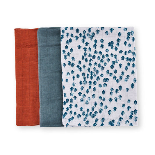 Set of Organic Muslin Squares | 3 pack | Nordic Forest