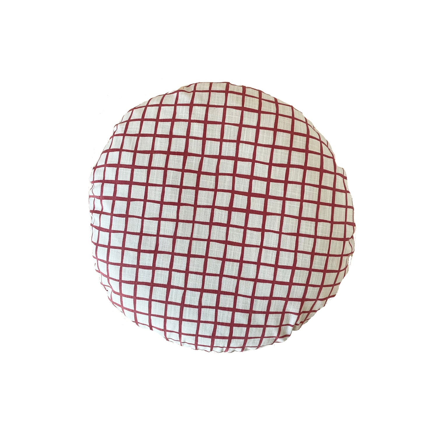 Grid Round Cushion - Red