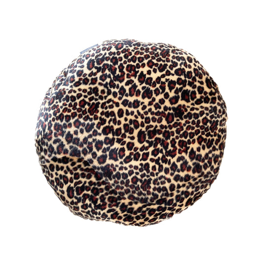 Faux Fur Round Leopard print cushion
