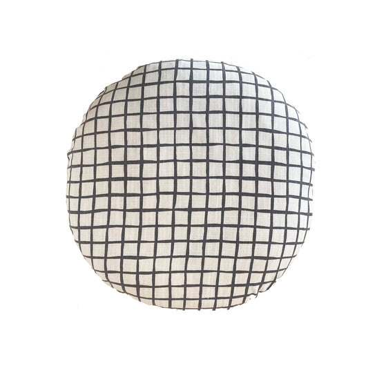 Grid Round Cushion - Black