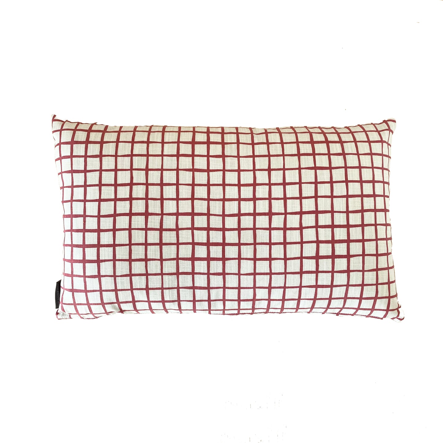 Grid Bolster Cushion - Red