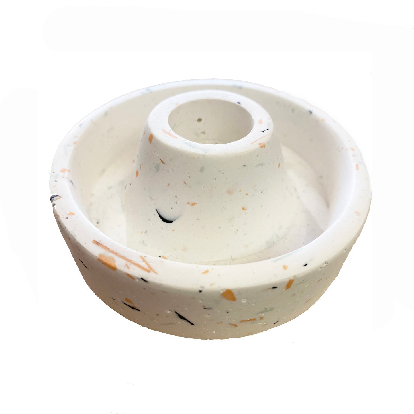 White Speckled Terrazzo Candle Holder