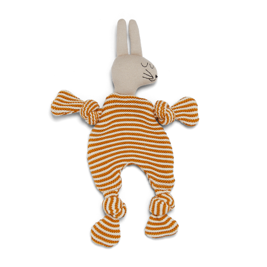 Knitted Baby Comforter Cuddle Cloth - Mustard Rabbit