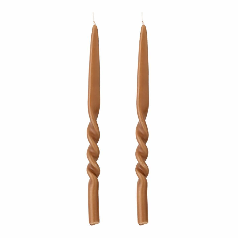 Long Twisted Pair Of Candles | Brown