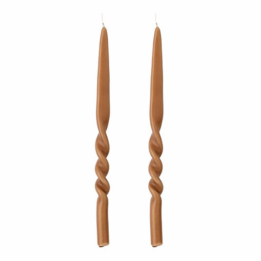 Long Twisted Pair Of Candles | Brown