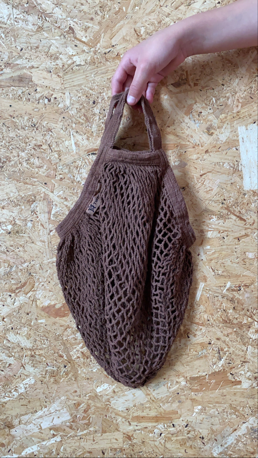 Short Handled Organic Cotton String Bag - Cocoa