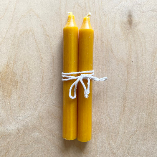 Standard Dinner Candles | Pair | Mustard