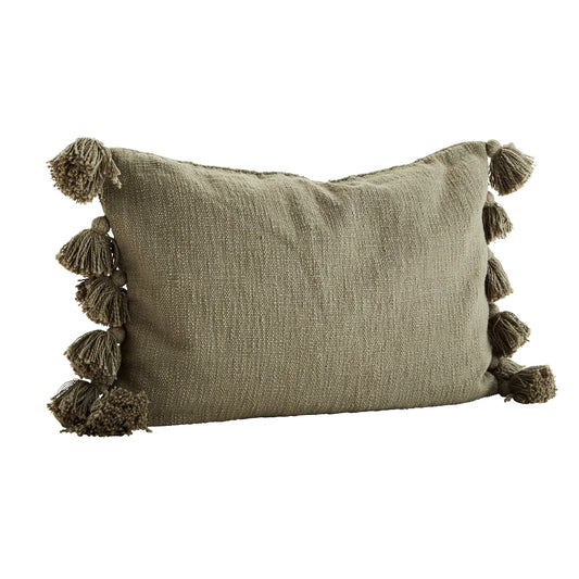 Long Tassel Cushion cover - Olive